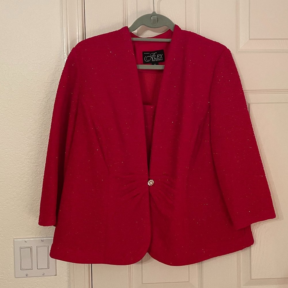 Alex Evenings Women's Holiday Red Jacket & Cami